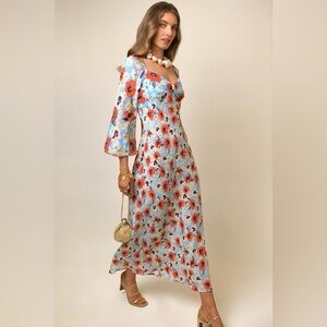Rixo Gio Silk Floral Midi Dress Size Medium NWOT
